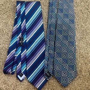 Etro Blue, Teal and Purple Patterned Silk Tie Set